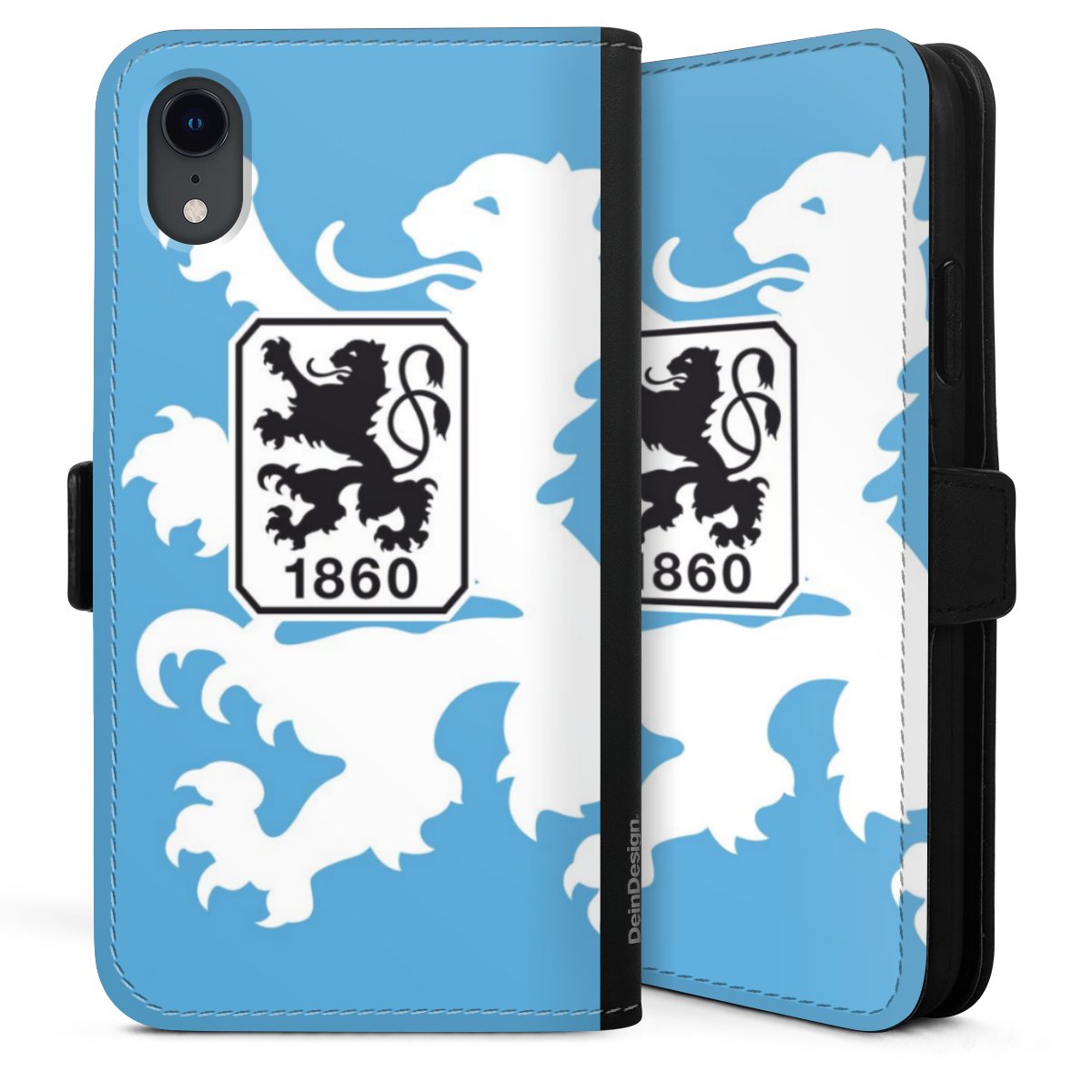 iPhone Xr Handy Klapphülle Handyhülle aus Kunst Leder schwarz Flip Case Coat Of Arms Official Licensed Product Sideflip mit Lasche