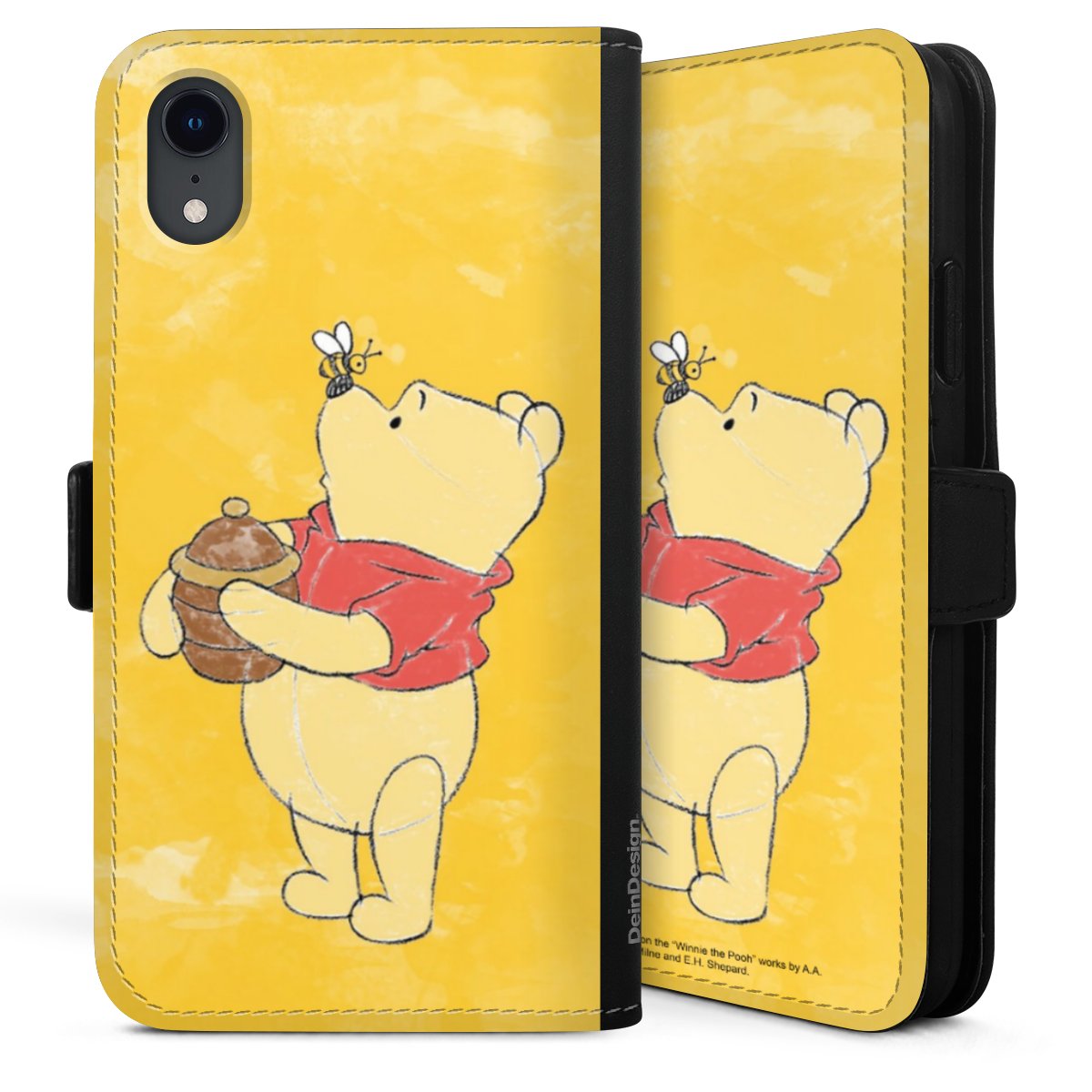 iPhone Xr Handy Klapphülle Handyhülle aus Kunst Leder schwarz Flip Case Official Licensed Product Winnie The Pooh Disney Sideflip mit Lasche