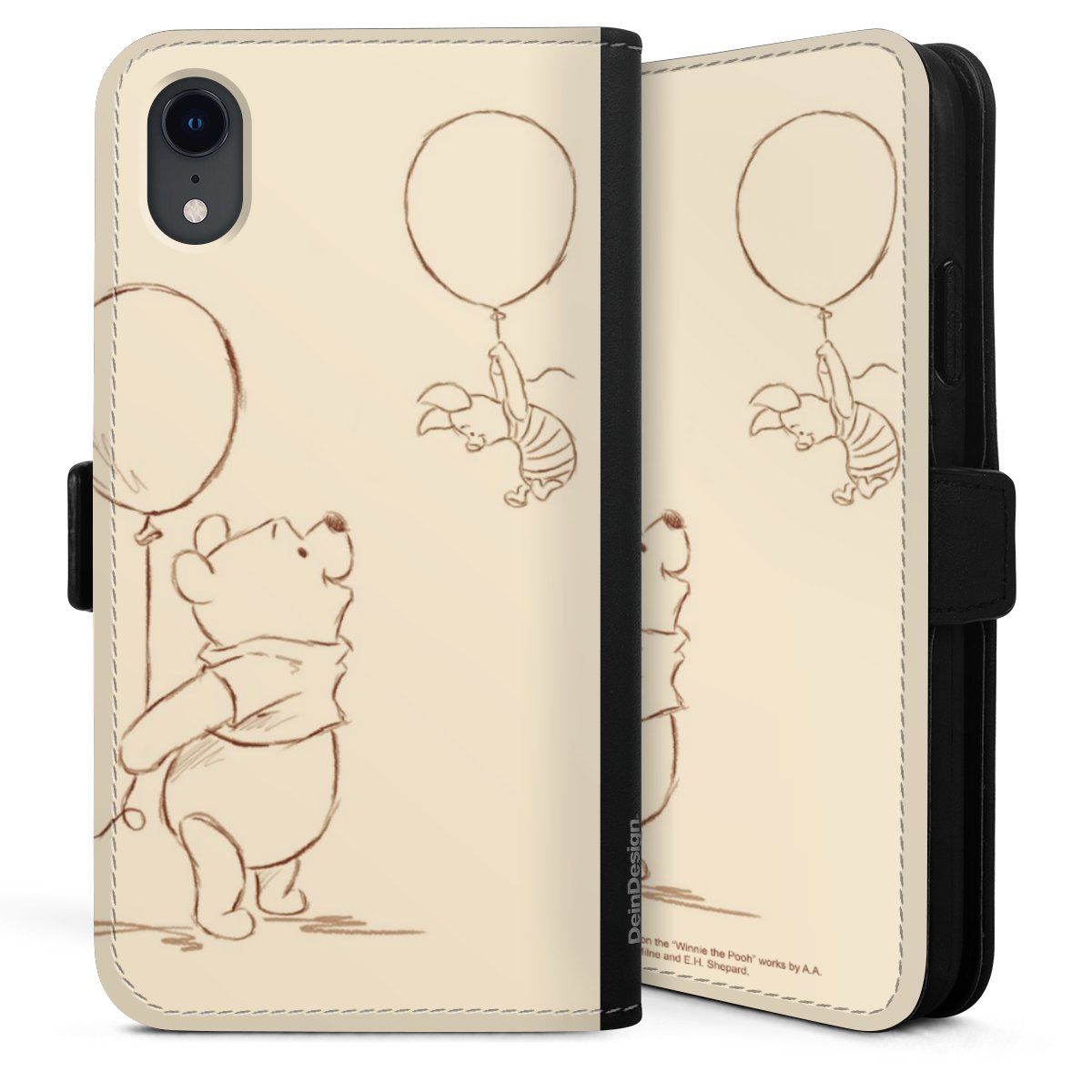 iPhone Xr Handy Klapphülle Handyhülle aus Kunst Leder schwarz Flip Case Official Licensed Product Winnie The Pooh Disney Sideflip mit Lasche