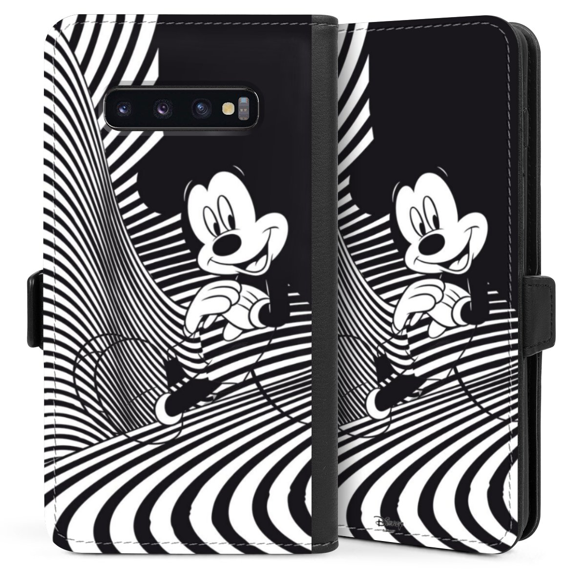 Galaxy S10 Plus Handy Klapphülle Handyhülle aus Kunst Leder schwarz Flip Case Disney Official Licensed Product Mickey Mouse Sideflip mit Lasche