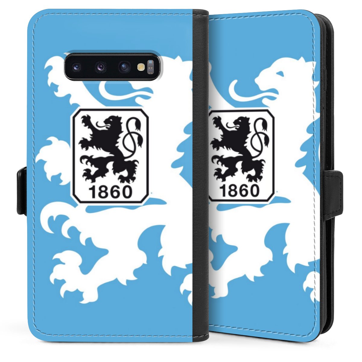 Galaxy S10 Plus Handy Klapphülle Handyhülle aus Kunst Leder schwarz Flip Case Coat Of Arms Official Licensed Product Sideflip mit Lasche