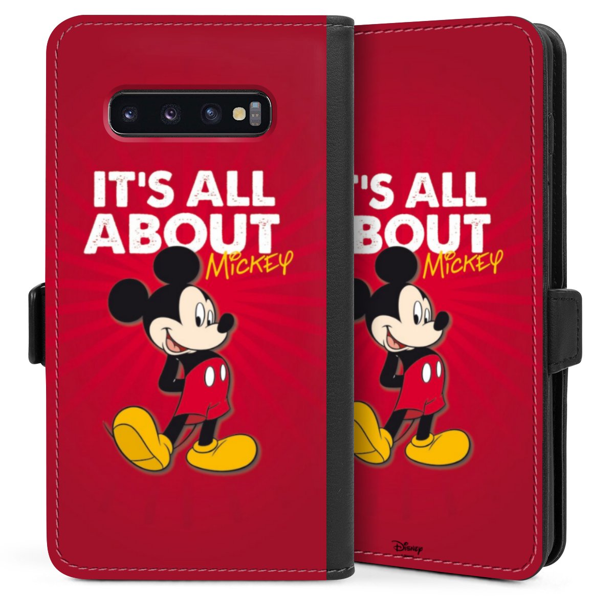 Galaxy S10 Plus Handy Klapphülle Handyhülle aus Kunst Leder schwarz Flip Case Mouse Disney Official Licensed Product Sideflip mit Lasche