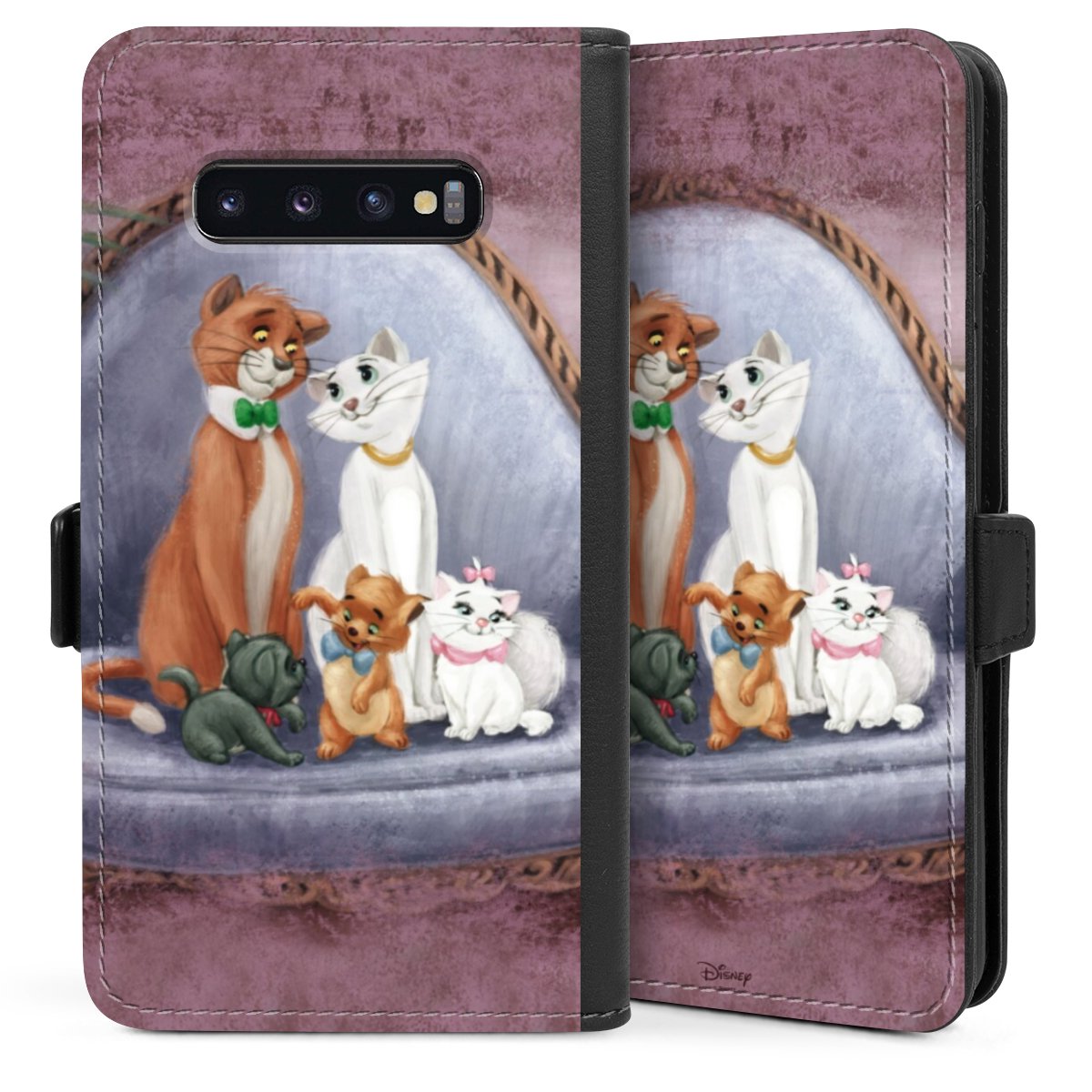 Galaxy S10 Plus Handy Klapphülle Handyhülle aus Kunst Leder schwarz Flip Case Official Licensed Product Disney Aristocats Sideflip mit Lasche