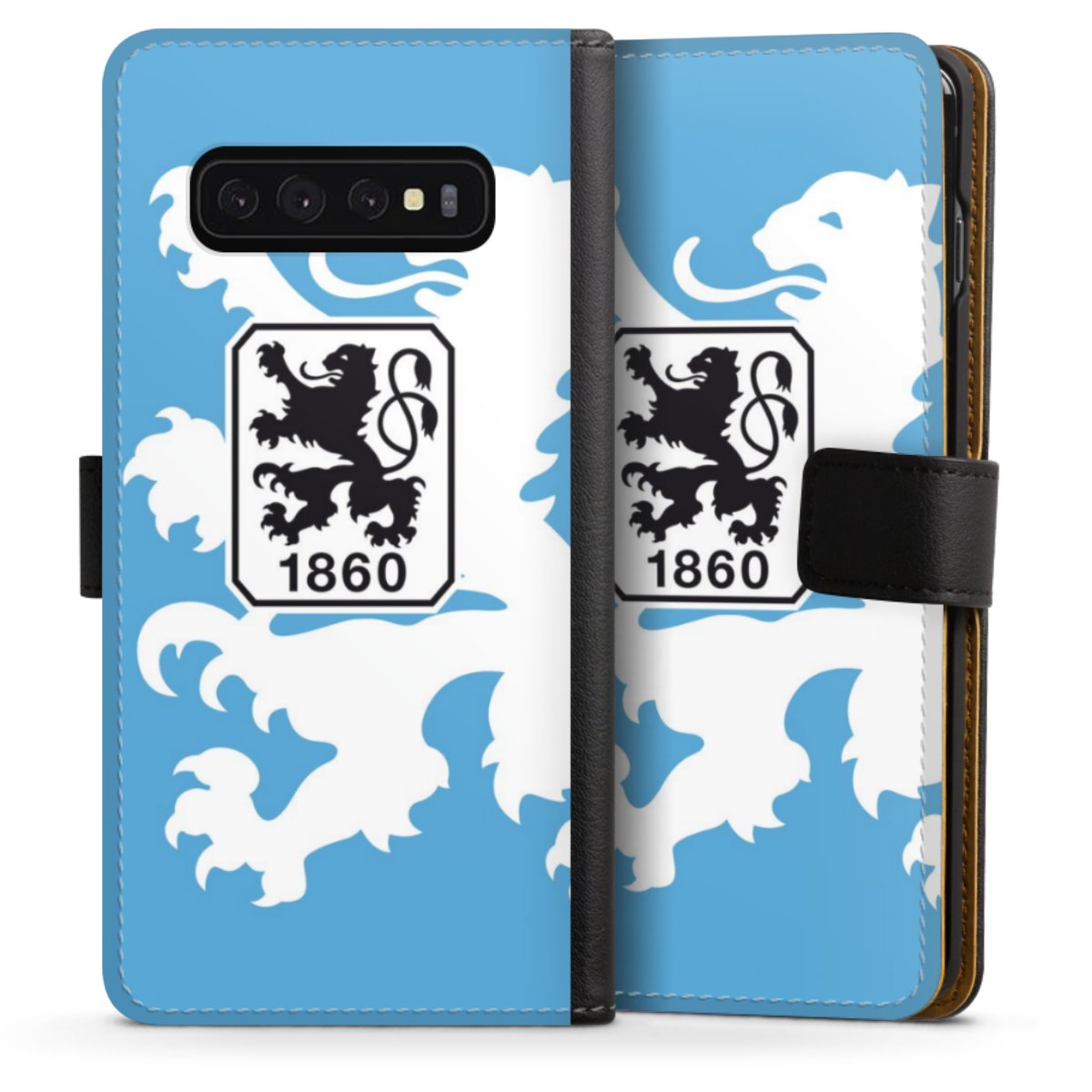 Galaxy S10 Handy Klapphülle Handyhülle aus Kunst Leder schwarz Flip Case Coat Of Arms Official Licensed Product Sideflip mit Lasche