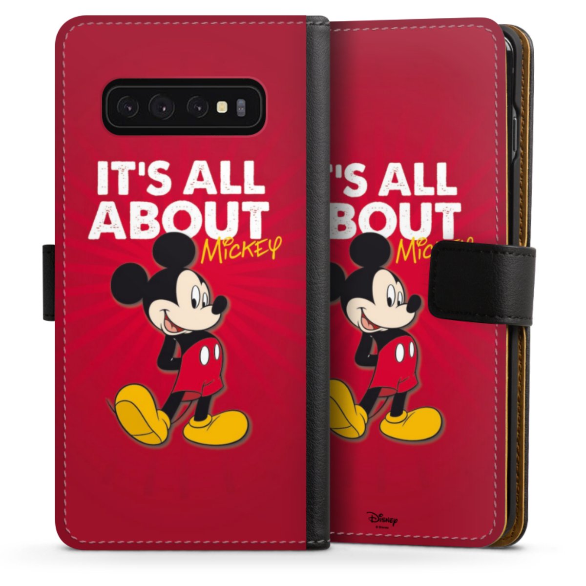 Galaxy S10 Handy Klapphülle Handyhülle aus Kunst Leder schwarz Flip Case Mouse Disney Official Licensed Product Sideflip mit Lasche