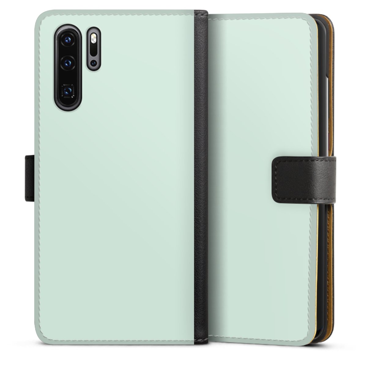 Huawei P30 Pro Handy Klapphülle Handyhülle aus Kunst Leder schwarz Flip Case Green Unicoloured Mint Sideflip mit Lasche