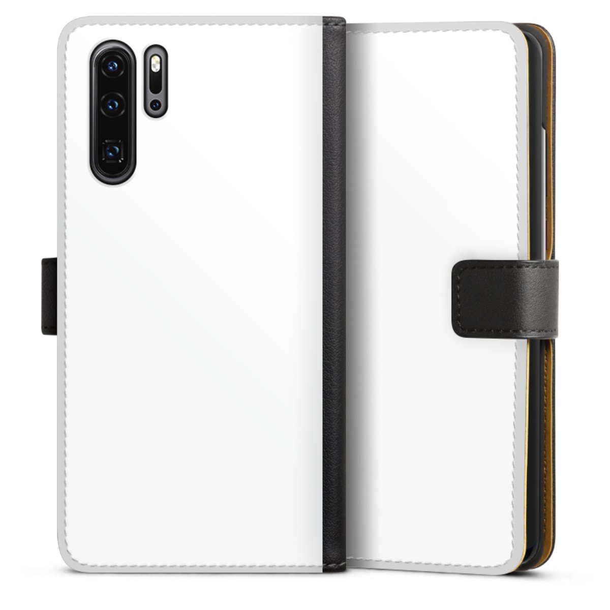 Huawei P30 Pro Handy Klapphülle Handyhülle aus Kunst Leder schwarz Flip Case Unicoloured Colour White Sideflip mit Lasche