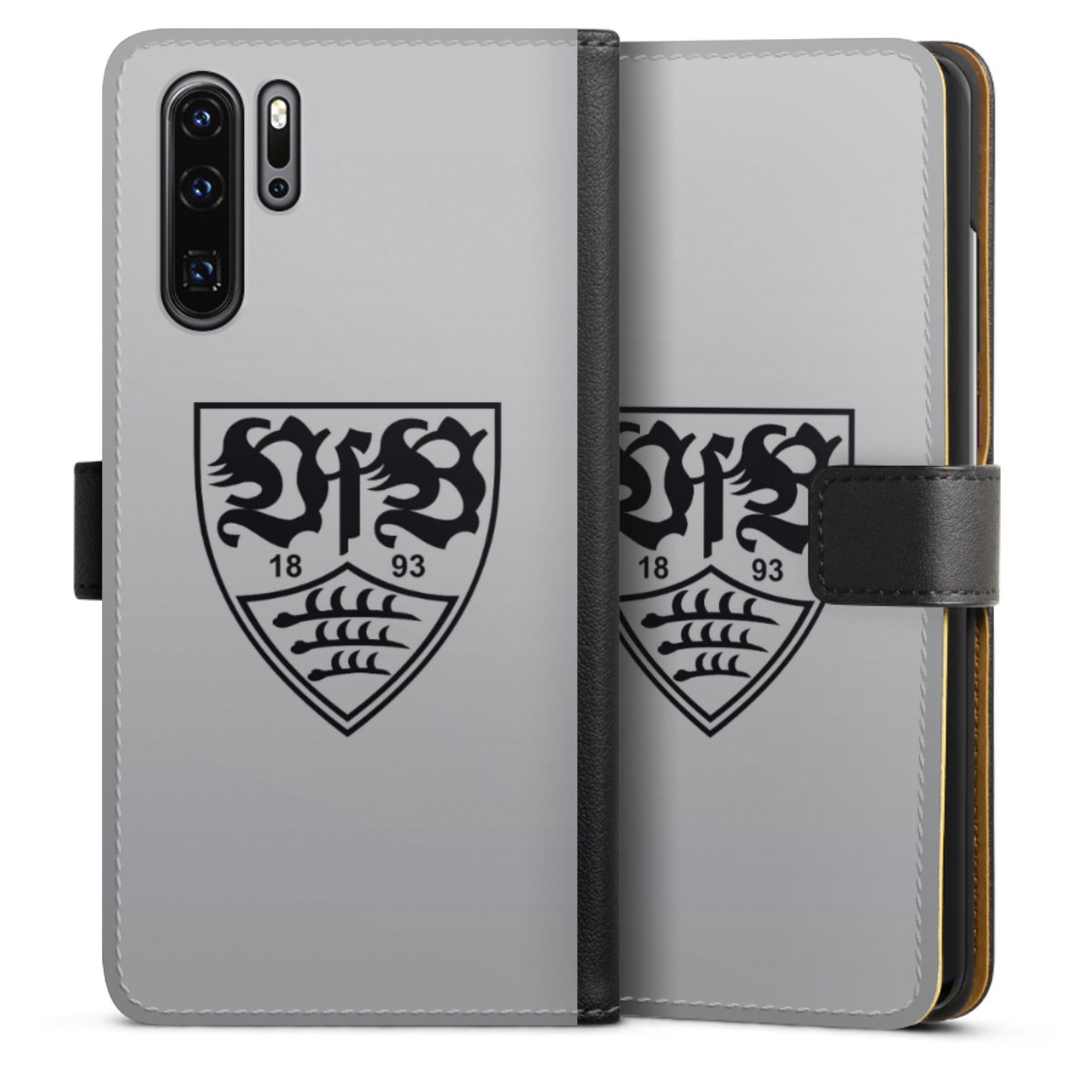 Huawei P30 Pro Handy Klapphülle Handyhülle aus Kunst Leder schwarz Flip Case Logo Vfb Stuttgart Official Licensed Product Sideflip mit Lasche