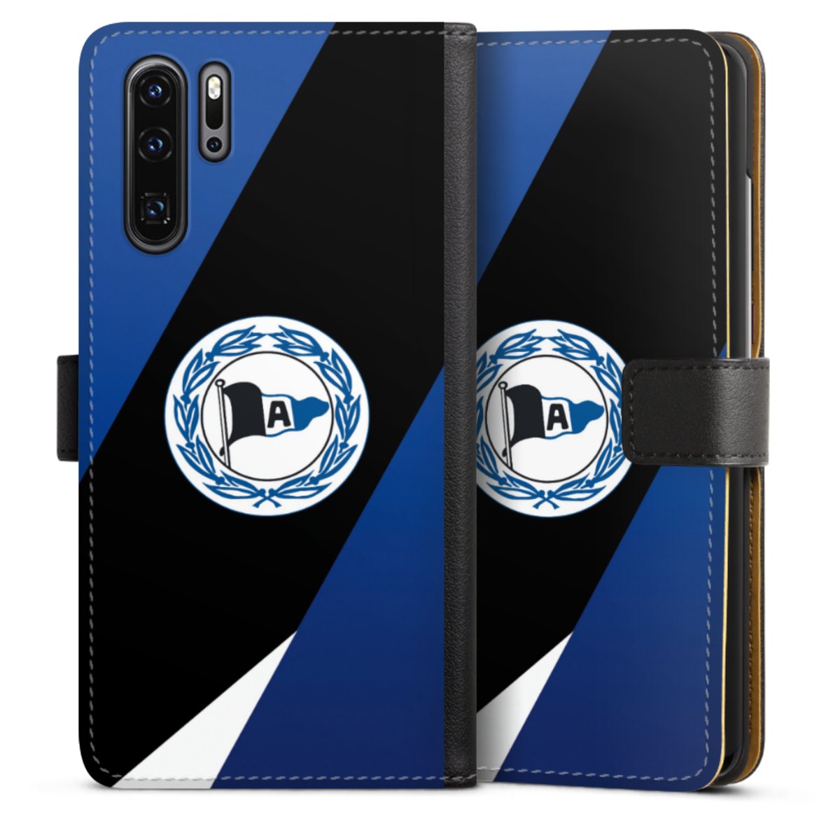 Huawei P30 Pro Handy Klapphülle Handyhülle aus Kunst Leder schwarz Flip Case Official Licensed Product Arminia Bielefeld Dsc Sideflip mit Lasche