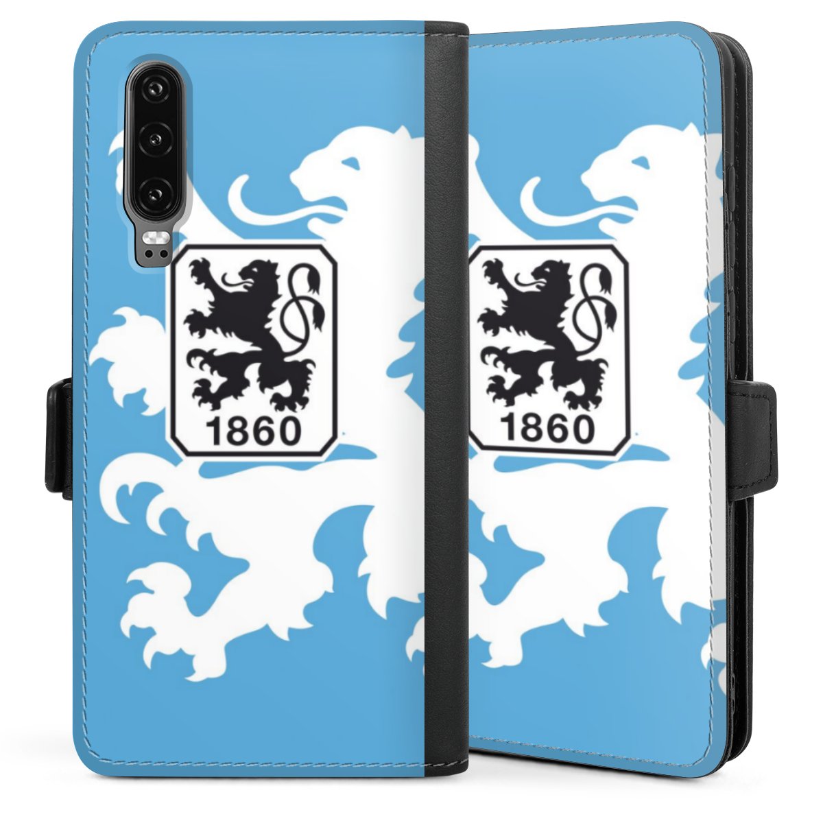 Huawei P30 Handy Klapphülle Handyhülle aus Kunst Leder schwarz Flip Case Official Licensed Product Coat Of Arms Sideflip mit Lasche