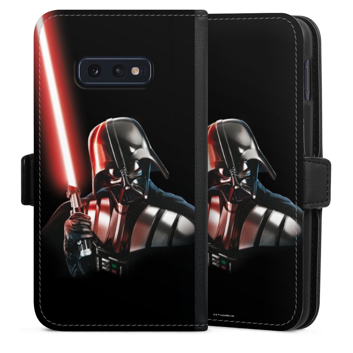 Galaxy S10e Handy Klapphülle Handyhülle aus Kunst Leder schwarz Flip Case Star Wars Merchandise Darth Vader Sideflip mit Lasche