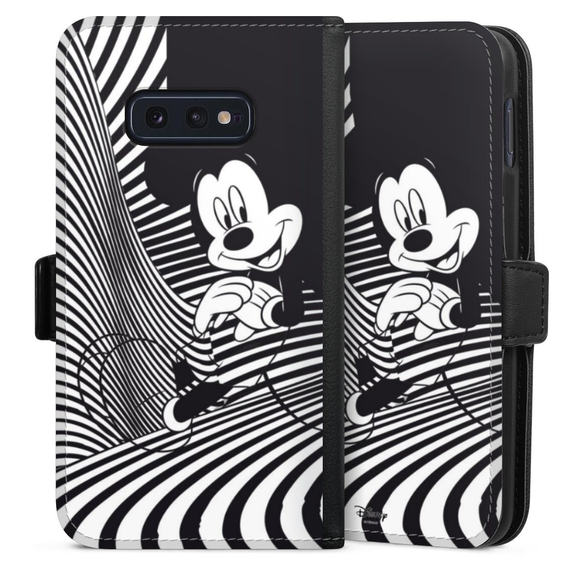 Galaxy S10e Handy Klapphülle Handyhülle aus Kunst Leder schwarz Flip Case Disney Official Licensed Product Mickey Mouse Sideflip mit Lasche