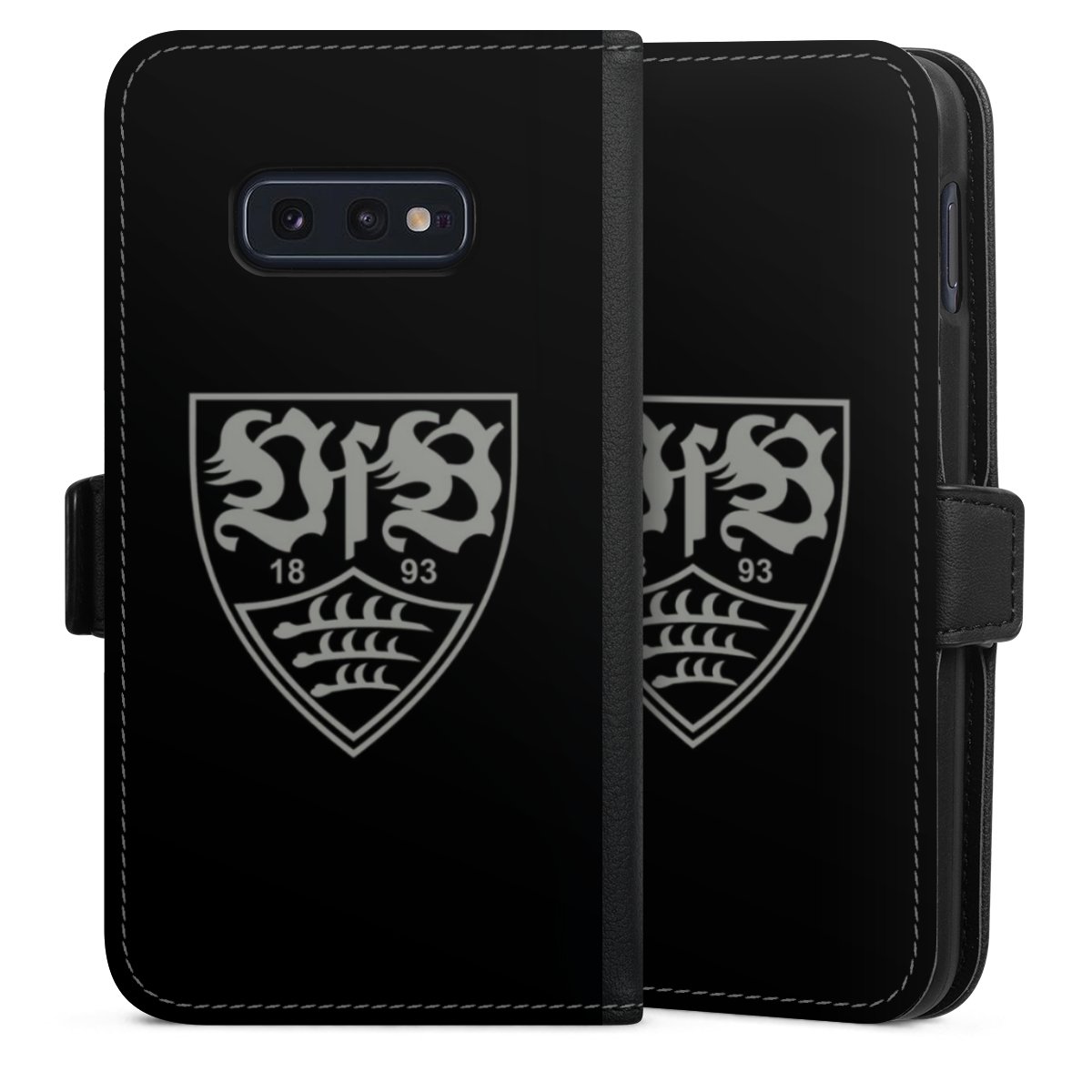 Galaxy S10e Handy Klapphülle Handyhülle aus Kunst Leder schwarz Flip Case Official Licensed Product Vfb Stuttgart Sideflip mit Lasche