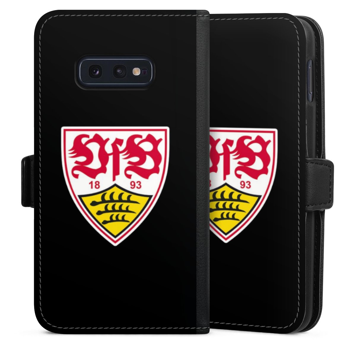 Galaxy S10e Handy Klapphülle Handyhülle aus Kunst Leder schwarz Flip Case Vfb Stuttgart Official Licensed Product Coat Of Arms Sideflip mit Lasche