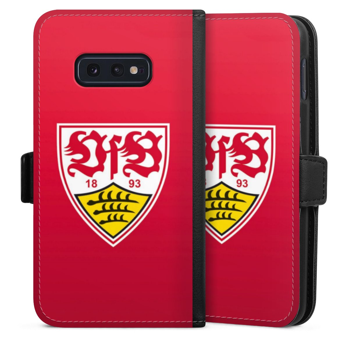 Galaxy S10e Handy Klapphülle Handyhülle aus Kunst Leder schwarz Flip Case Official Licensed Product Vfb Stuttgart Sideflip mit Lasche