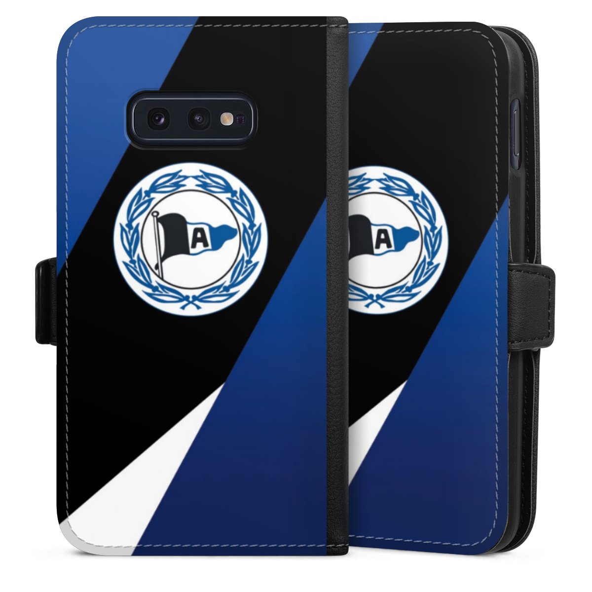 Galaxy S10e Handy Klapphülle Handyhülle aus Kunst Leder schwarz Flip Case Official Licensed Product Arminia Bielefeld Dsc Sideflip mit Lasche