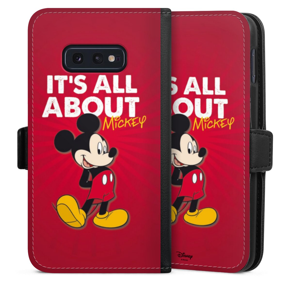 Galaxy S10e Handy Klapphülle Handyhülle aus Kunst Leder schwarz Flip Case Mouse Disney Official Licensed Product Sideflip mit Lasche