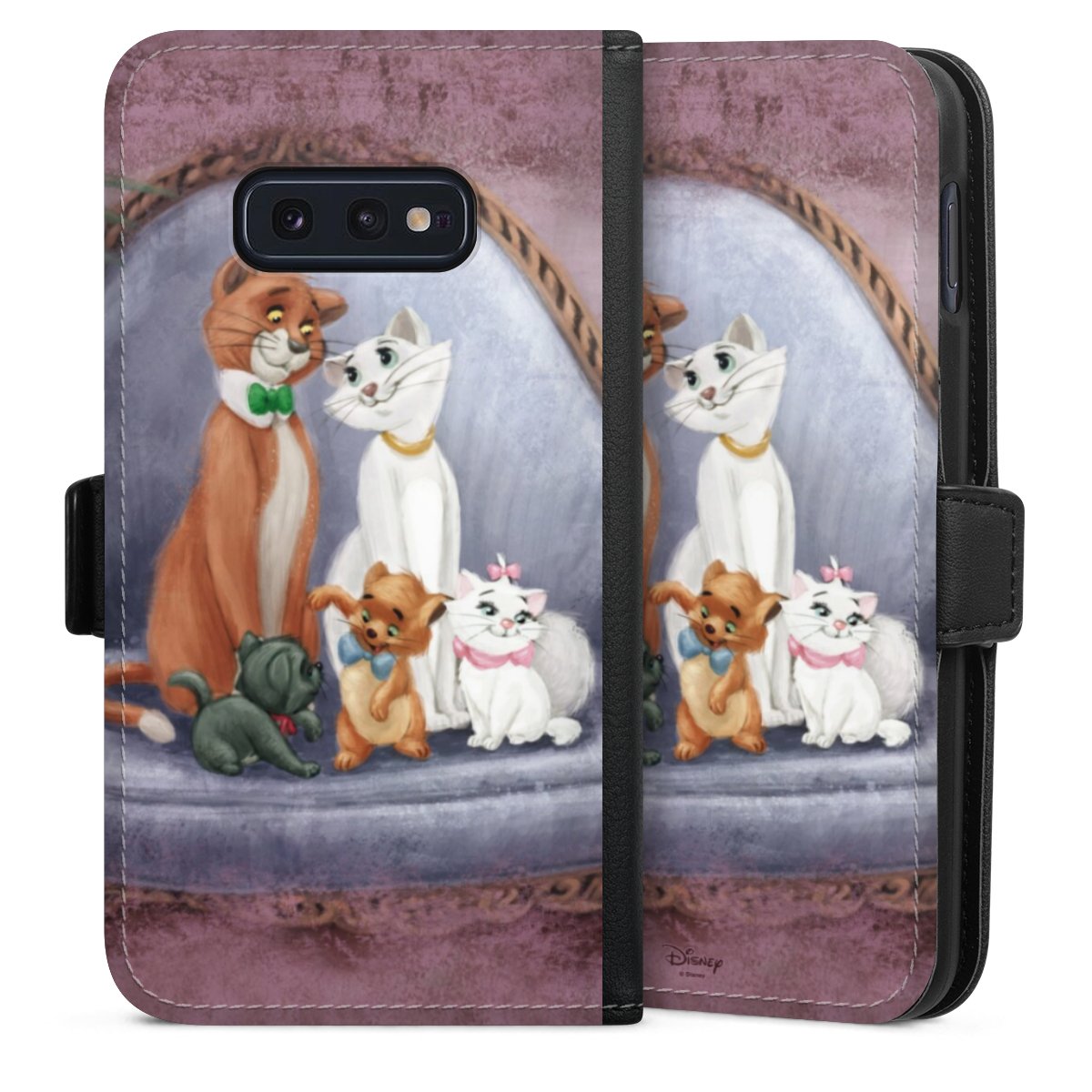 Galaxy S10e Handy Klapphülle Handyhülle aus Kunst Leder schwarz Flip Case Official Licensed Product Disney Aristocats Sideflip mit Lasche