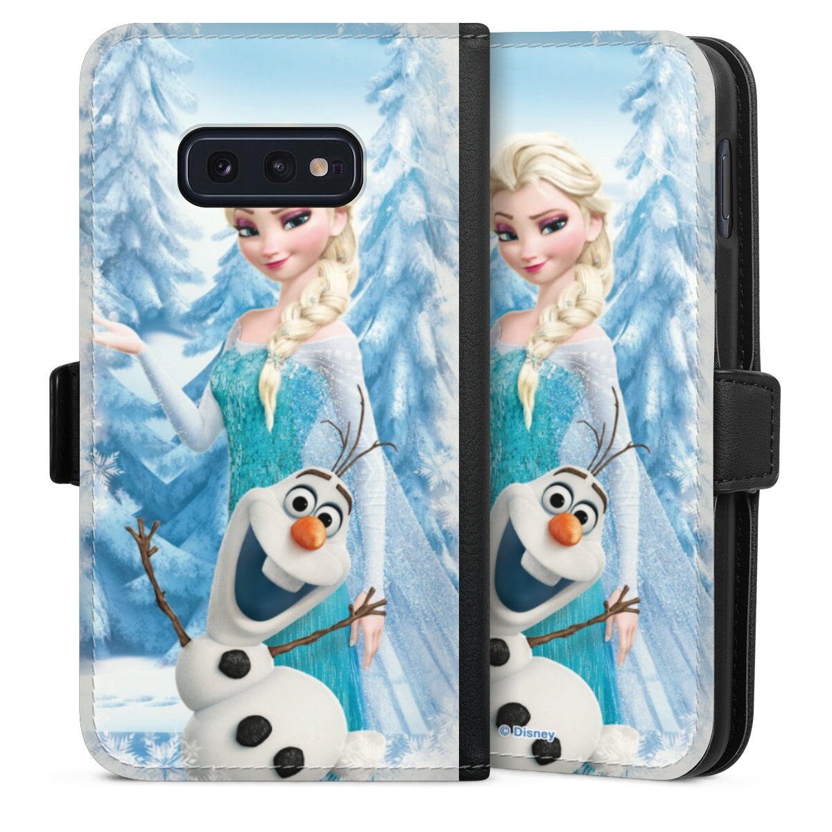 Galaxy S10e Handy Klapphülle Handyhülle aus Kunst Leder schwarz Flip Case Official Licensed Product Frozen Elsa Disney Sideflip mit Lasche