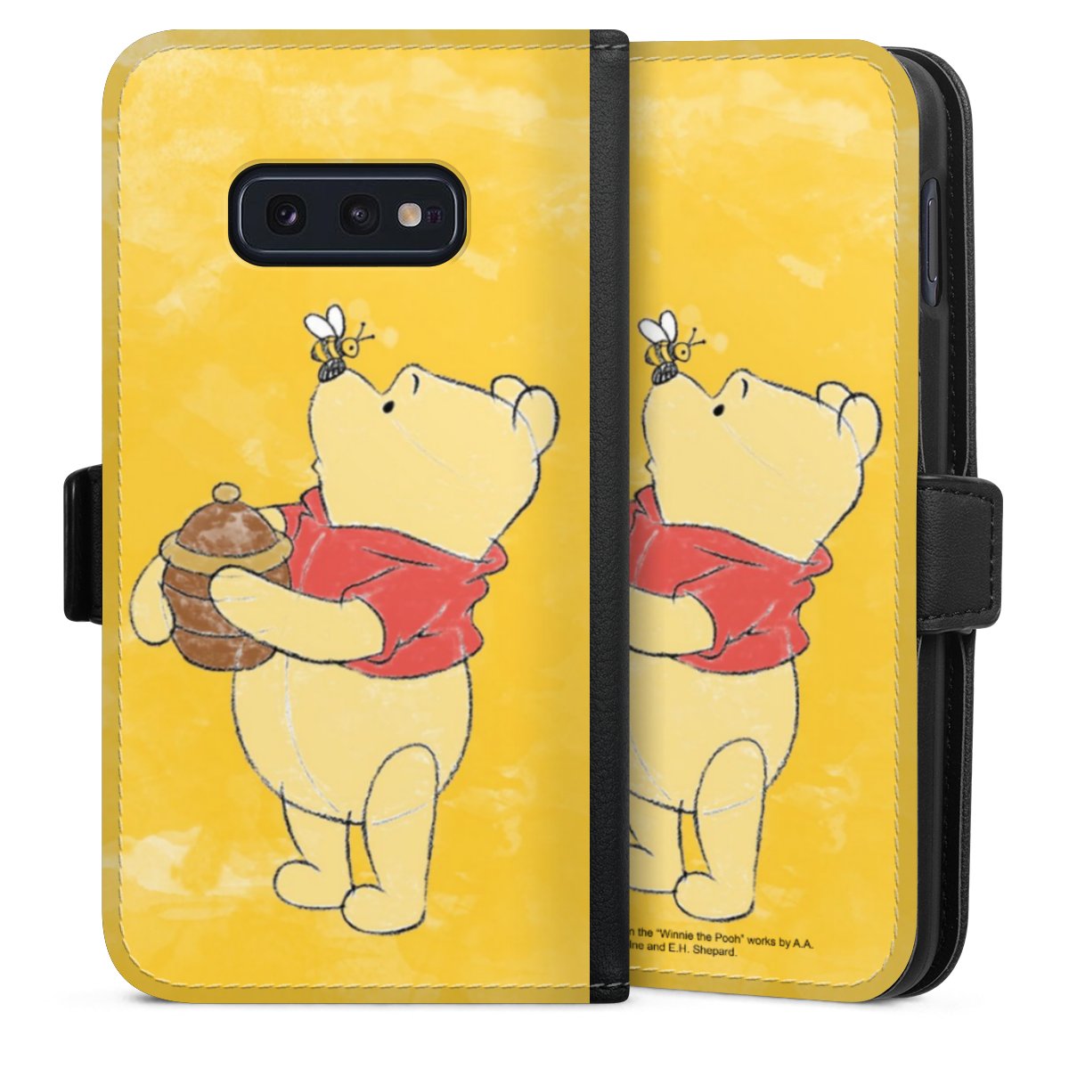 Galaxy S10e Handy Klapphülle Handyhülle aus Kunst Leder schwarz Flip Case Official Licensed Product Winnie The Pooh Disney Sideflip mit Lasche