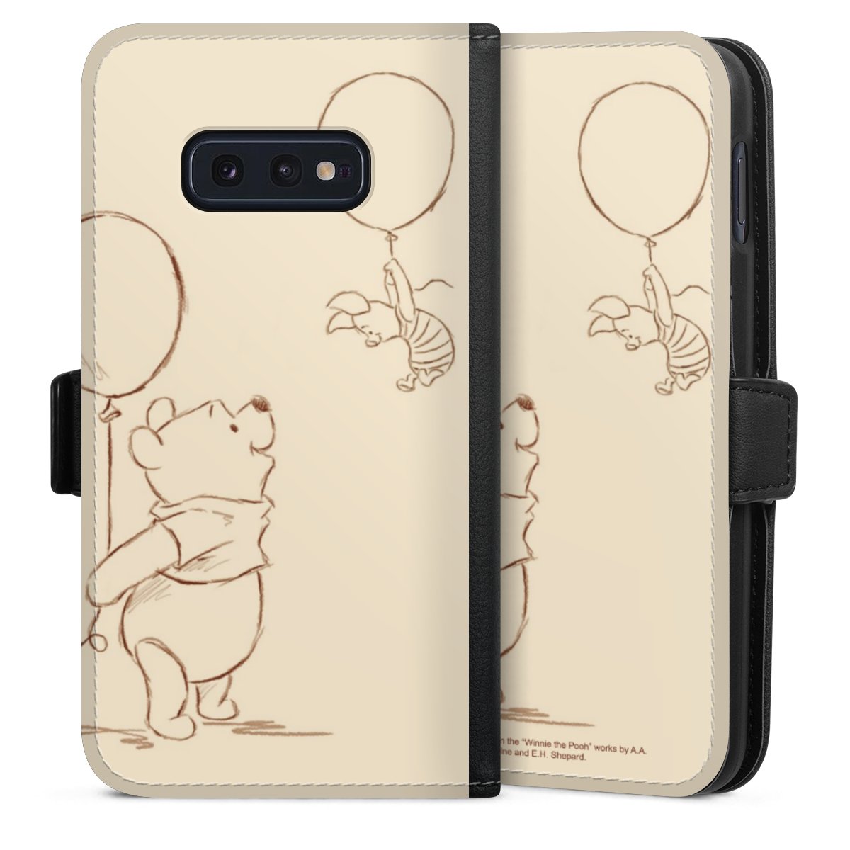 Galaxy S10e Handy Klapphülle Handyhülle aus Kunst Leder schwarz Flip Case Official Licensed Product Winnie The Pooh Disney Sideflip mit Lasche