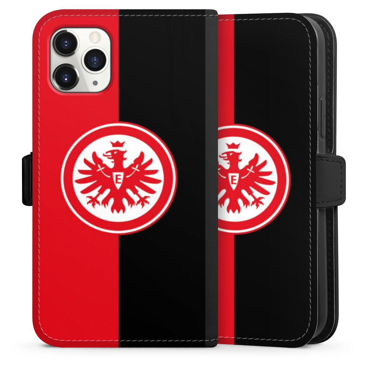 iPhone 11 Pro Handy Klapphülle Handyhülle aus Kunst Leder schwarz Flip Case Official Licensed Product Eintracht Frankfurt Sge Sideflip mit Lasche