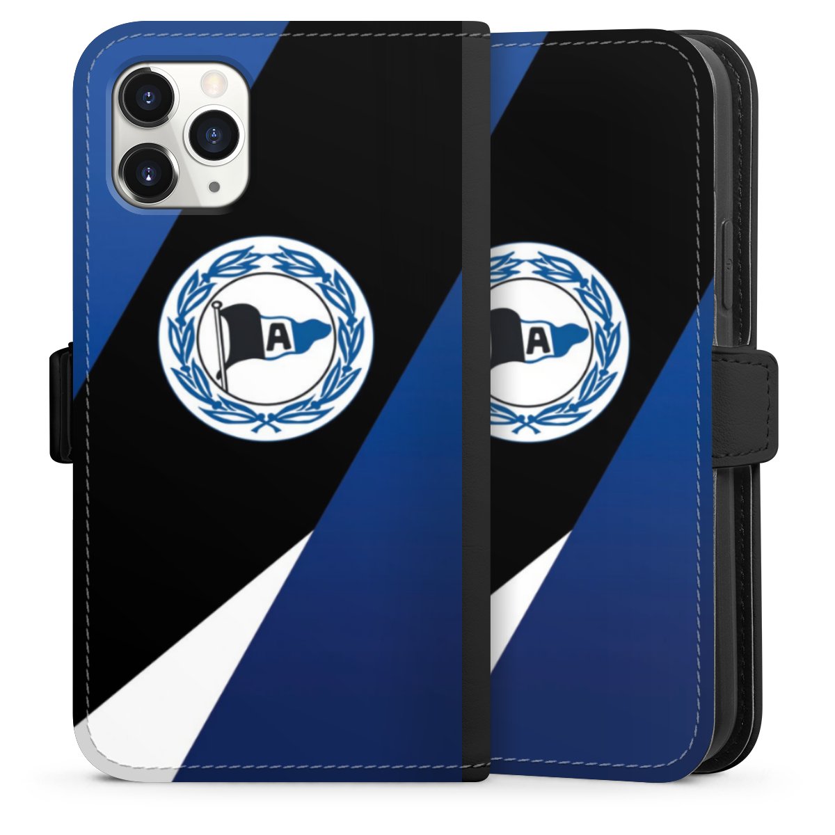 iPhone 11 Pro Handy Klapphülle Handyhülle aus Kunst Leder schwarz Flip Case Official Licensed Product Arminia Bielefeld Dsc Sideflip mit Lasche