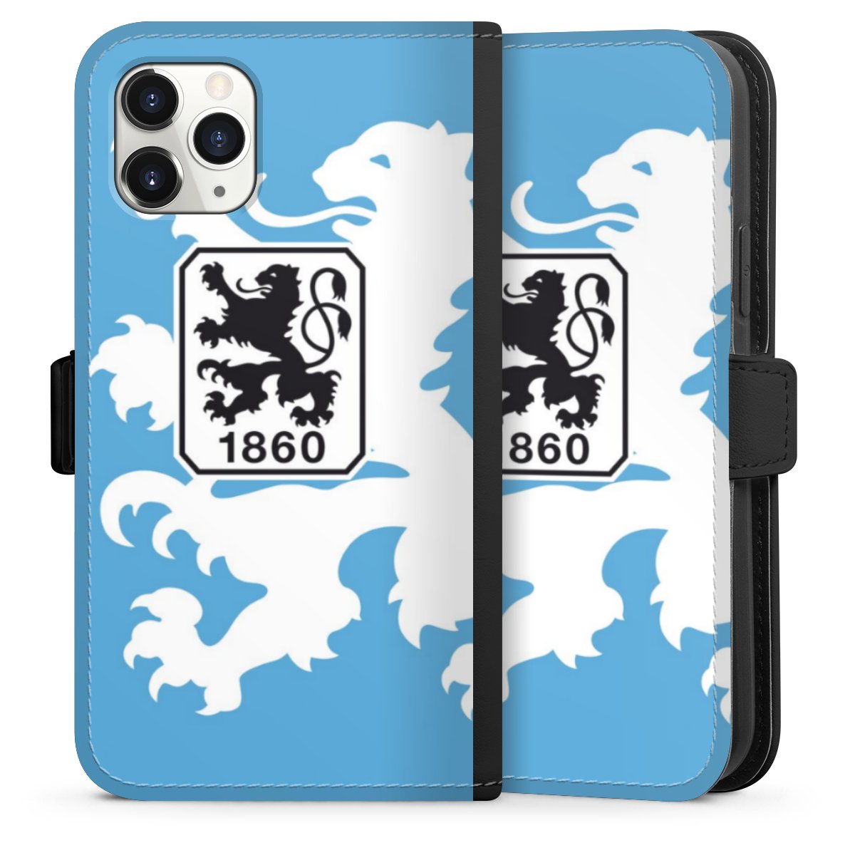 iPhone 11 Pro Handy Klapphülle Handyhülle aus Kunst Leder schwarz Flip Case Coat Of Arms Official Licensed Product Sideflip mit Lasche