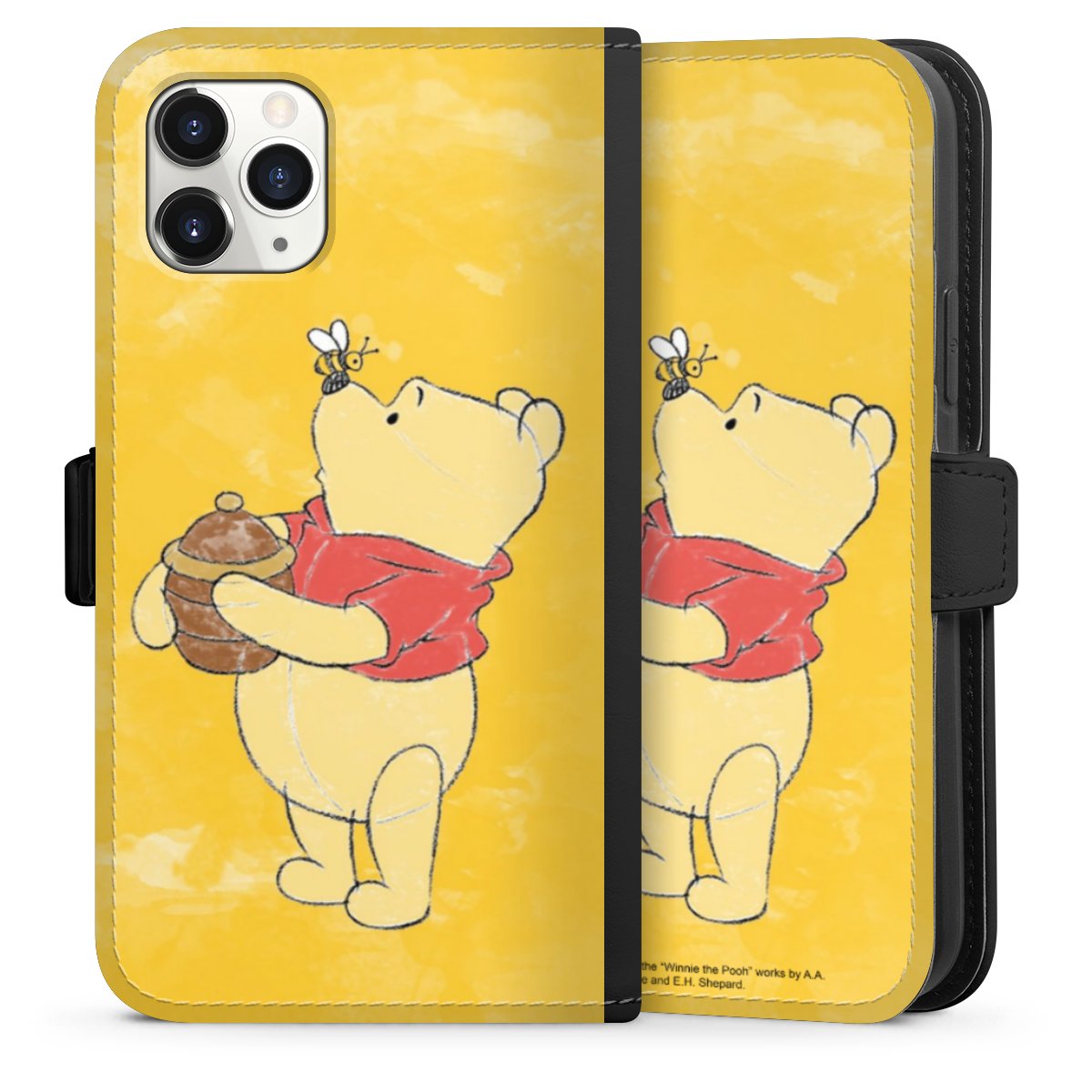 iPhone 11 Pro Handy Klapphülle Handyhülle aus Kunst Leder schwarz Flip Case Official Licensed Product Winnie The Pooh Disney Sideflip mit Lasche