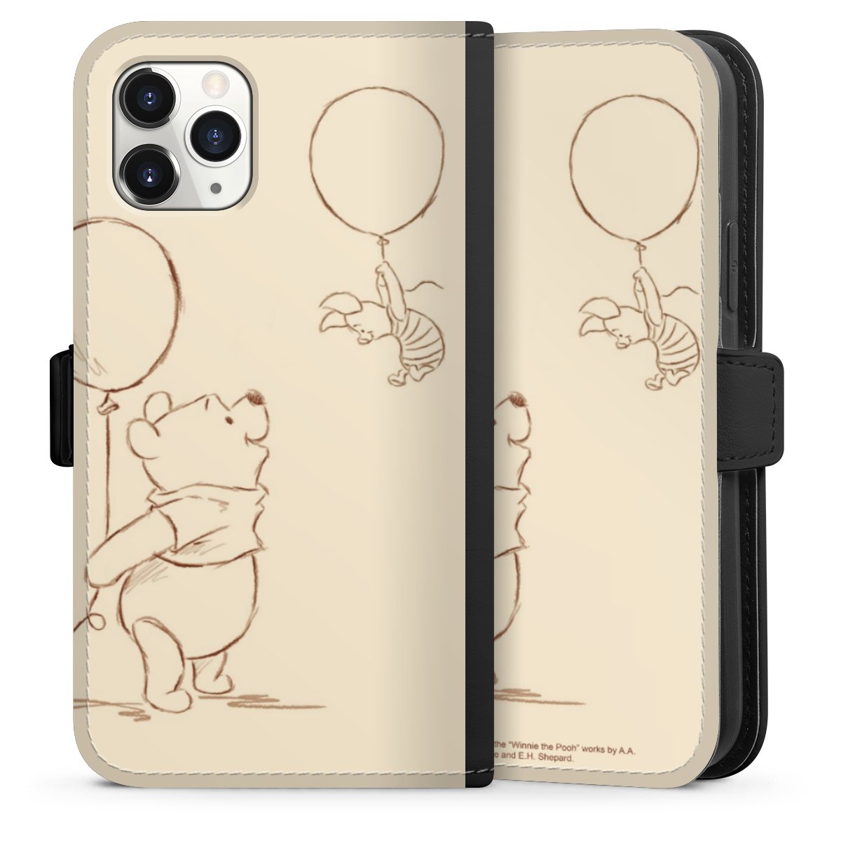 iPhone 11 Pro Handy Klapphülle Handyhülle aus Kunst Leder schwarz Flip Case Official Licensed Product Winnie The Pooh Disney Sideflip mit Lasche