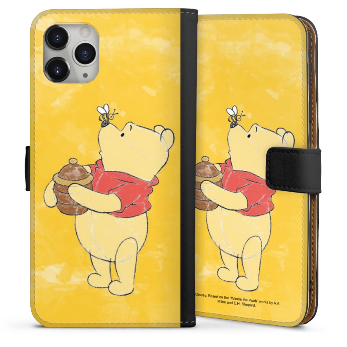 iPhone 11 Pro Max Handy Klapphülle Handyhülle aus Kunst Leder schwarz Flip Case Official Licensed Product Winnie The Pooh Disney Sideflip mit Lasche