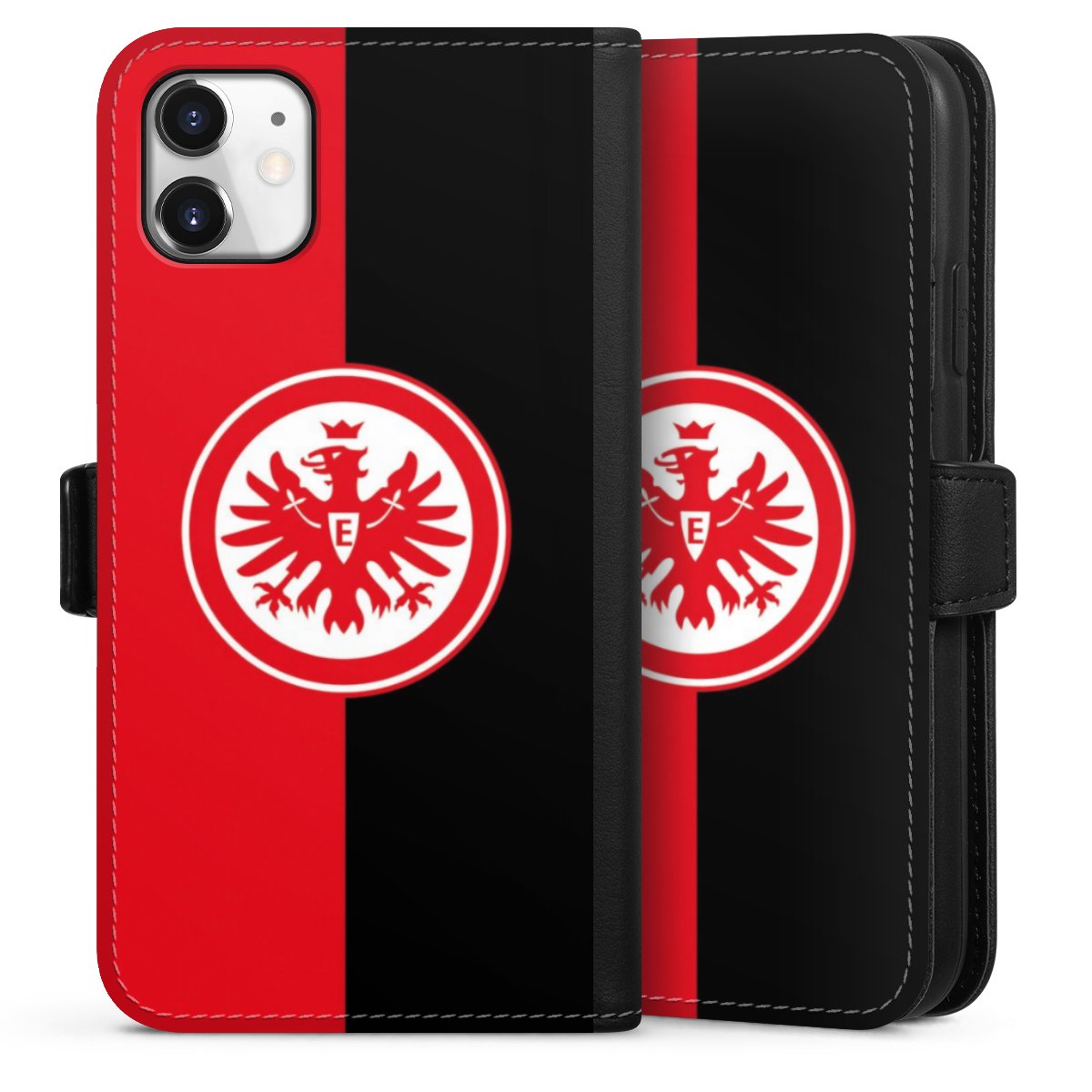 iPhone 11 Handy Klapphülle Handyhülle aus Kunst Leder schwarz Flip Case Official Licensed Product Eintracht Frankfurt Sge Sideflip mit Lasche