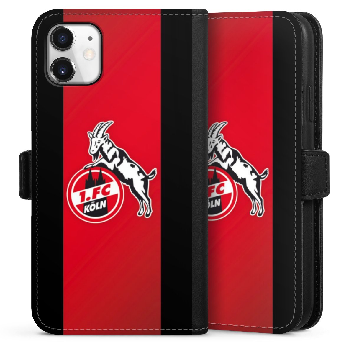 iPhone 11 Handy Klapphülle Handyhülle aus Kunst Leder schwarz Flip Case Official Licensed Product Billy Goat Hennes 1. Fc Köln Sideflip mit Lasche