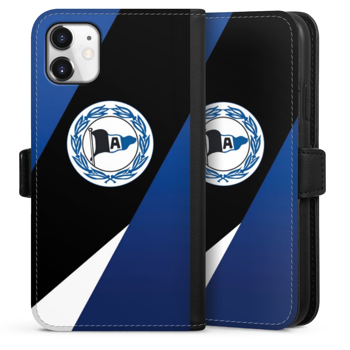 iPhone 11 Handy Klapphülle Handyhülle aus Kunst Leder schwarz Flip Case Official Licensed Product Arminia Bielefeld Dsc Sideflip mit Lasche