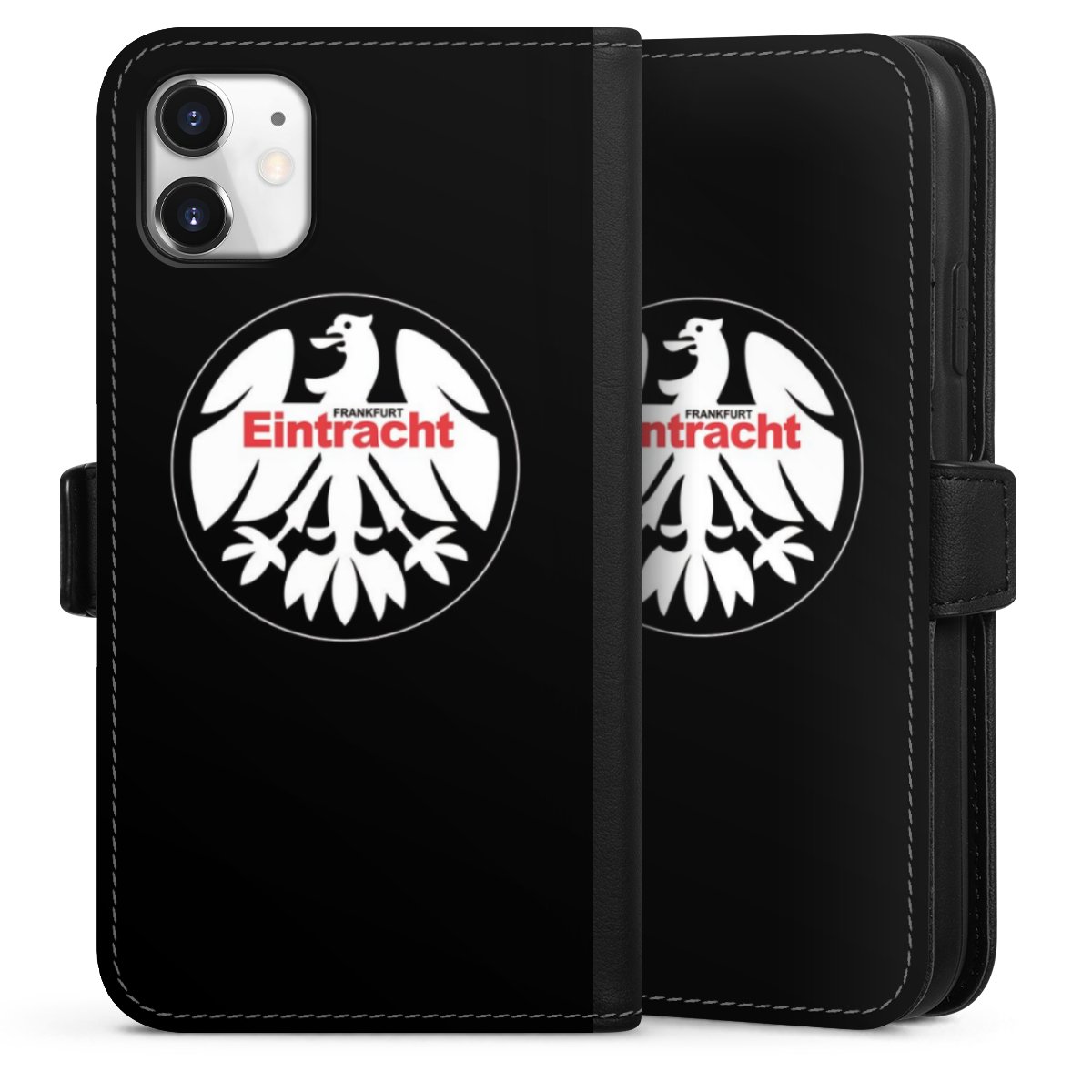 iPhone 11 Handy Klapphülle Handyhülle aus Kunst Leder schwarz Flip Case Official Licensed Product Eintracht Frankfurt Sge Sideflip mit Lasche