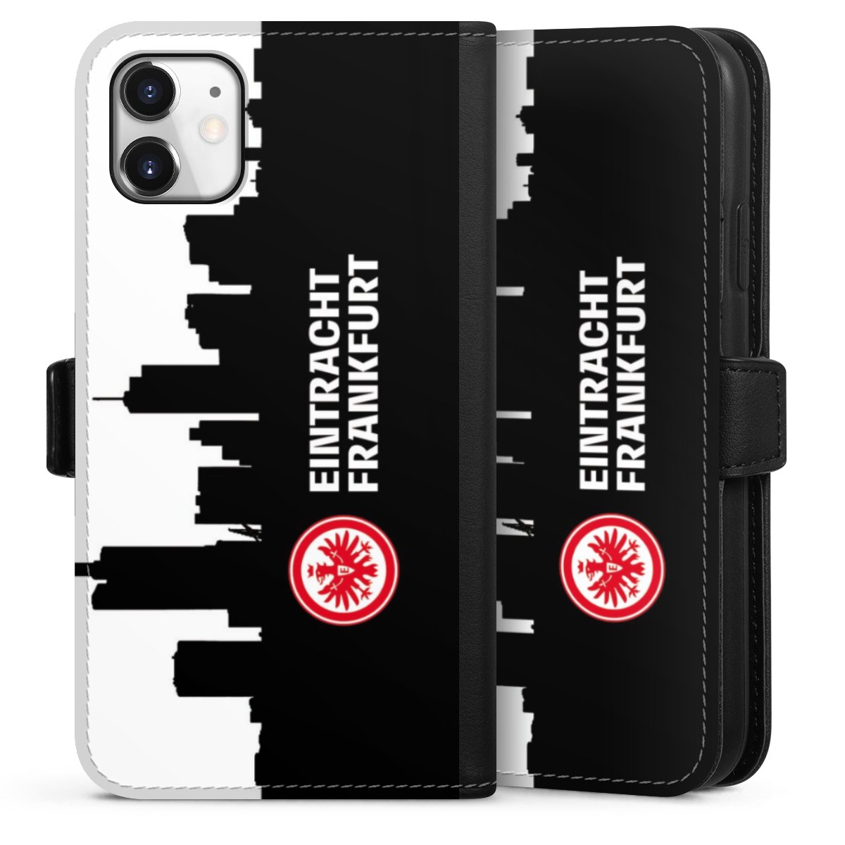 iPhone 11 Handy Klapphülle Handyhülle aus Kunst Leder schwarz Flip Case Sge Eintracht Frankfurt Official Licensed Product Sideflip mit Lasche