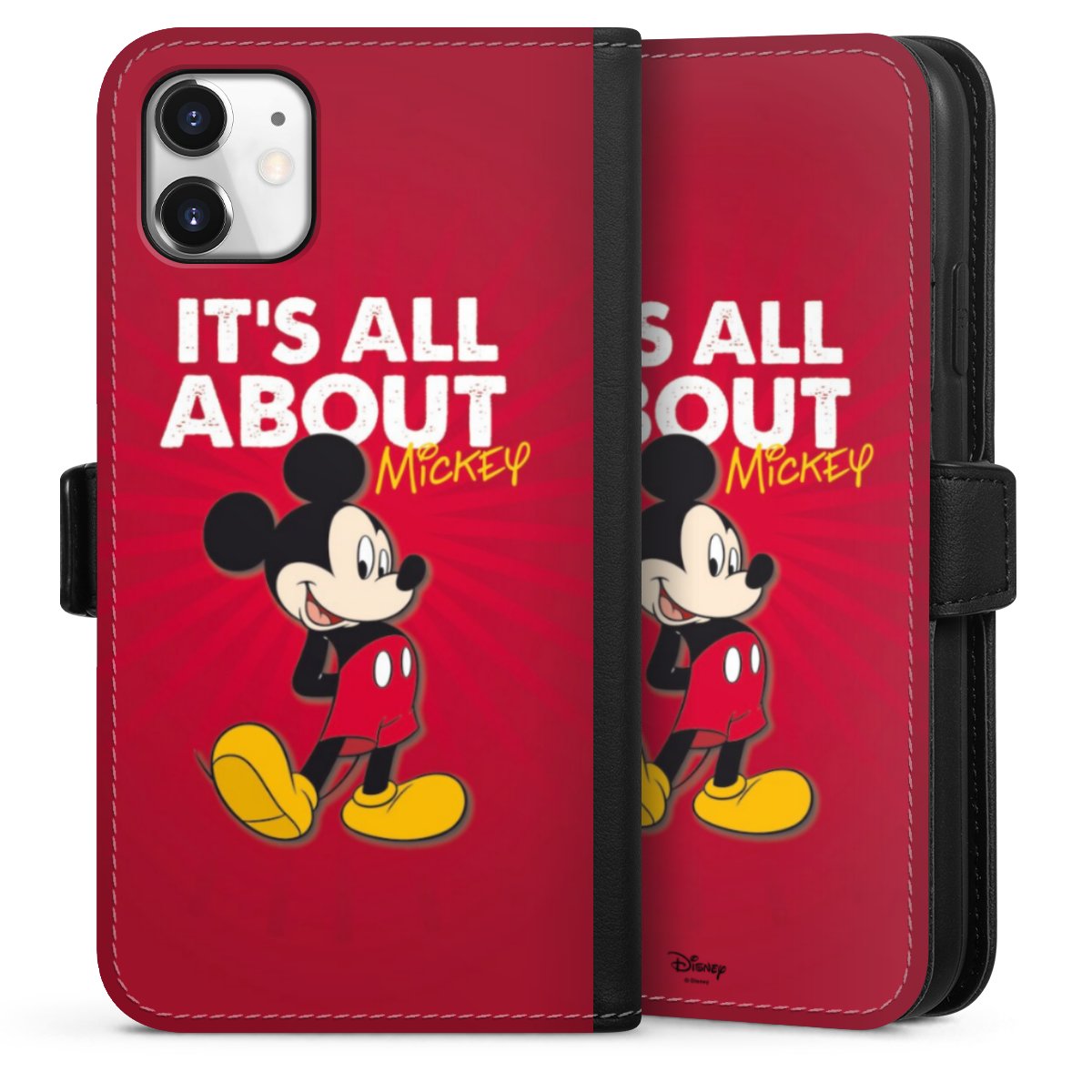 iPhone 11 Handy Klapphülle Handyhülle aus Kunst Leder schwarz Flip Case Mouse Disney Official Licensed Product Sideflip mit Lasche