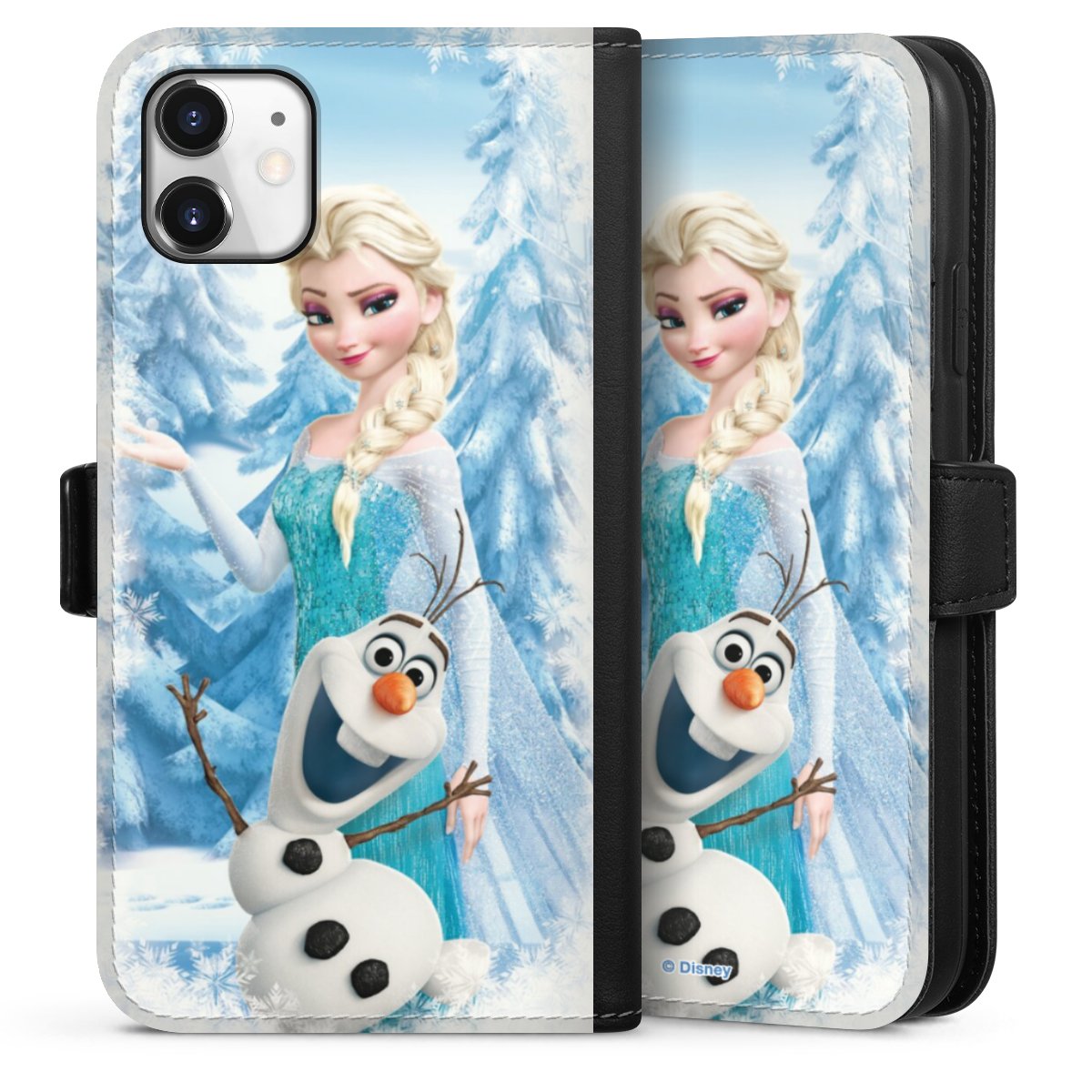 iPhone 11 Handy Klapphülle Handyhülle aus Kunst Leder schwarz Flip Case Official Licensed Product Frozen Elsa Disney Sideflip mit Lasche