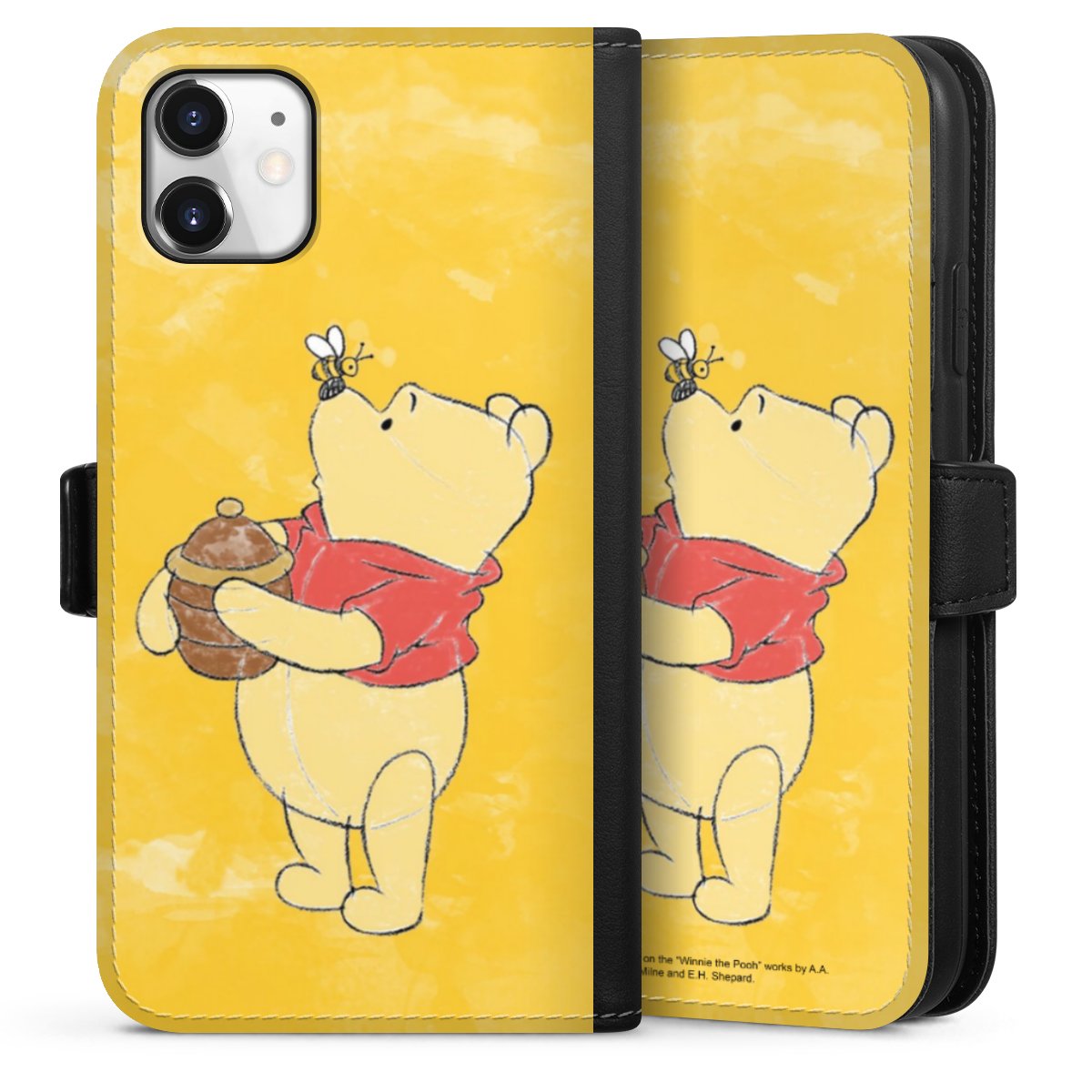 iPhone 11 Handy Klapphülle Handyhülle aus Kunst Leder schwarz Flip Case Official Licensed Product Winnie The Pooh Disney Sideflip mit Lasche