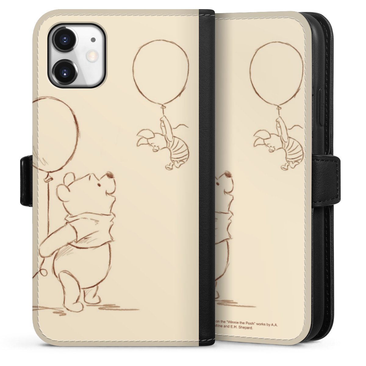 iPhone 11 Handy Klapphülle Handyhülle aus Kunst Leder schwarz Flip Case Official Licensed Product Winnie The Pooh Disney Sideflip mit Lasche