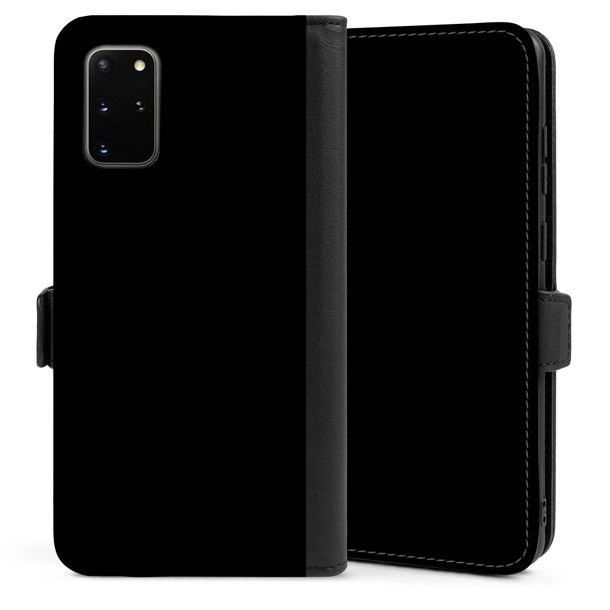 Galaxy S20 Plus Handy Klapphülle Handyhülle aus Kunst Leder schwarz Flip Case Black Colour Unicoloured Sideflip mit Lasche