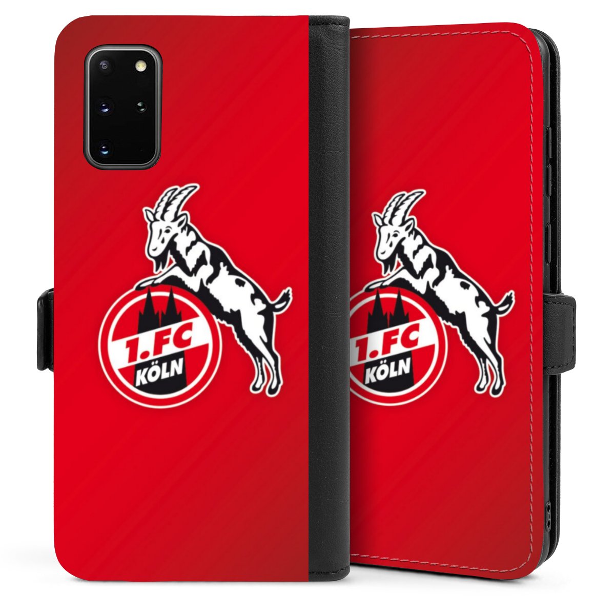 Galaxy S20 Plus Handy Klapphülle Handyhülle aus Kunst Leder schwarz Flip Case Official Licensed Product Effzeh 1. Fc Köln Sideflip mit Lasche