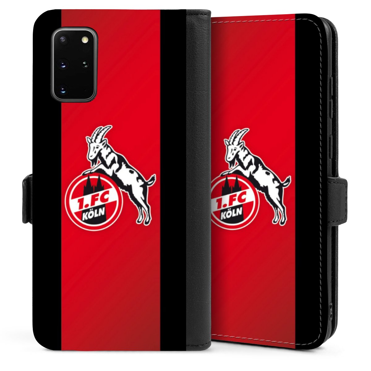 Galaxy S20 Plus Handy Klapphülle Handyhülle aus Kunst Leder schwarz Flip Case Official Licensed Product Billy Goat Hennes 1. Fc Köln Sideflip mit Lasche