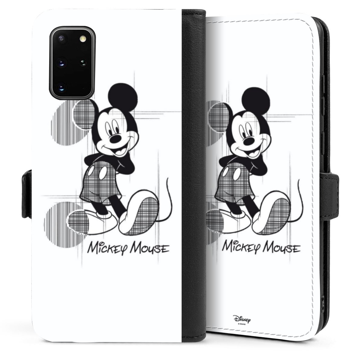 Galaxy S20 Plus Handy Klapphülle Handyhülle aus Kunst Leder schwarz Flip Case Disney Official Licensed Product Mickey Mouse Sideflip mit Lasche