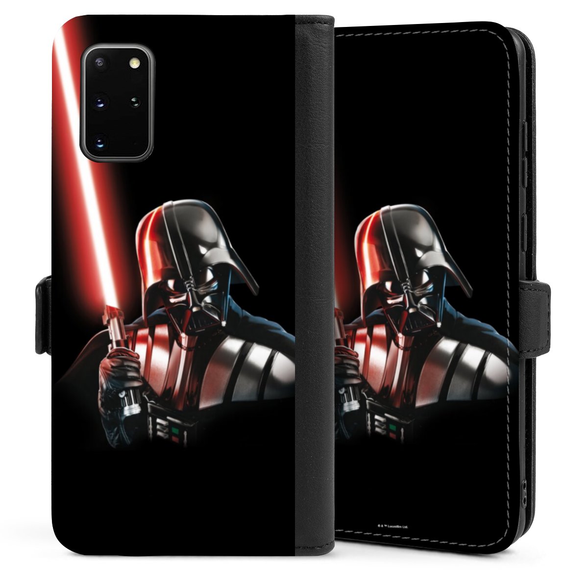 Galaxy S20 Plus Handy Klapphülle Handyhülle aus Kunst Leder schwarz Flip Case Star Wars Merchandise Darth Vader Sideflip mit Lasche