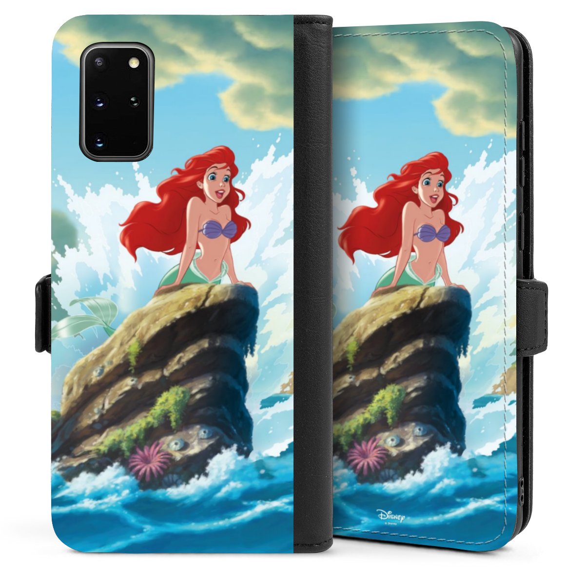 Galaxy S20 Plus Handy Klapphülle Handyhülle aus Kunst Leder schwarz Flip Case Mermaid Arielle Die Meerjungfrau Official Licensed Product Sideflip mit Lasche