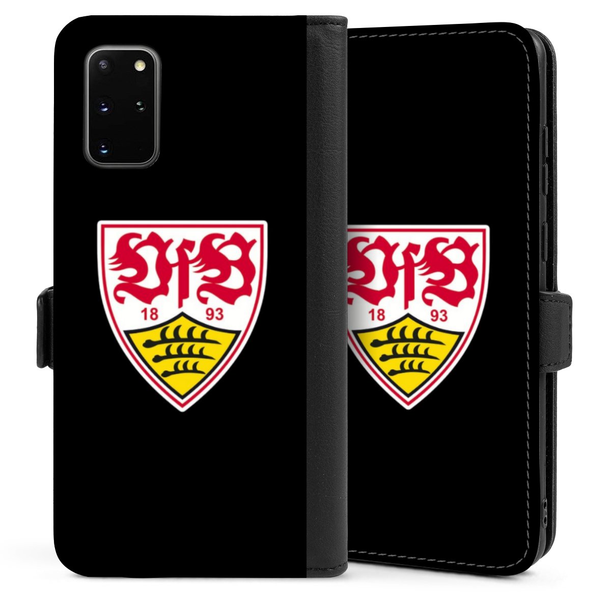 Galaxy S20 Plus Handy Klapphülle Handyhülle aus Kunst Leder schwarz Flip Case Vfb Stuttgart Official Licensed Product Coat Of Arms Sideflip mit Lasche