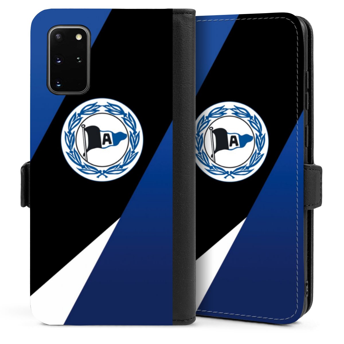 Galaxy S20 Plus Handy Klapphülle Handyhülle aus Kunst Leder schwarz Flip Case Official Licensed Product Arminia Bielefeld Dsc Sideflip mit Lasche