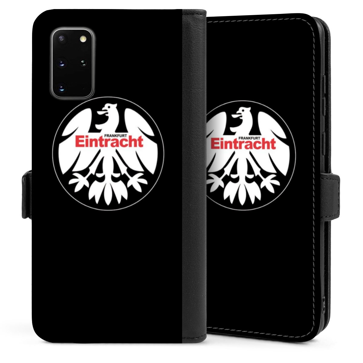 Galaxy S20 Plus Handy Klapphülle Handyhülle aus Kunst Leder schwarz Flip Case Official Licensed Product Eintracht Frankfurt Sge Sideflip mit Lasche