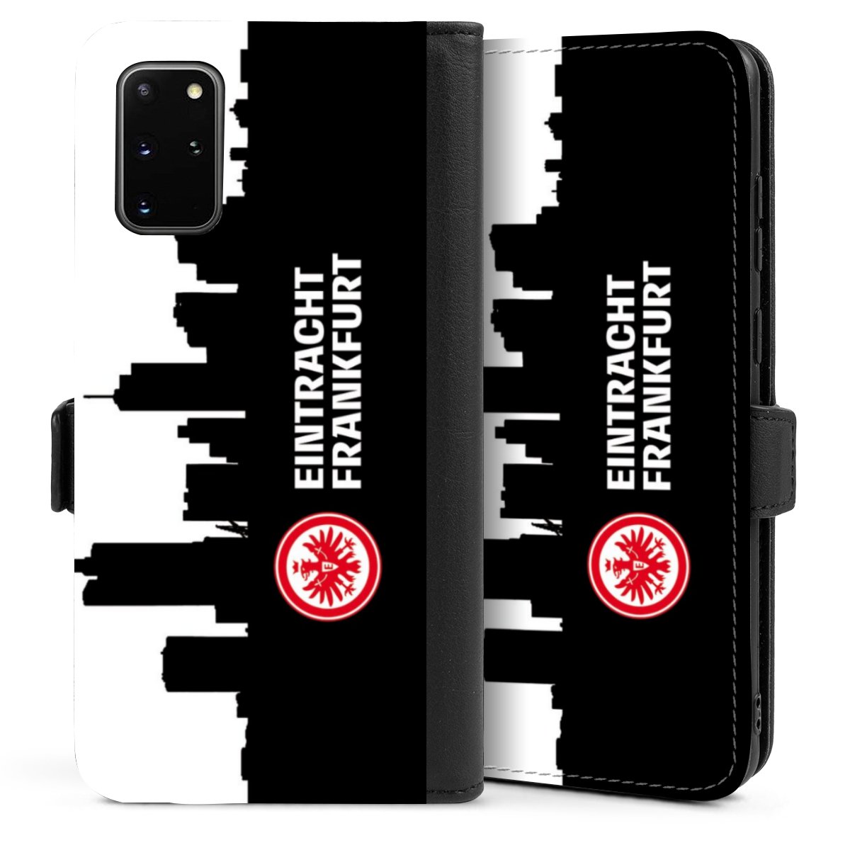 Galaxy S20 Plus Handy Klapphülle Handyhülle aus Kunst Leder schwarz Flip Case Sge Eintracht Frankfurt Official Licensed Product Sideflip mit Lasche